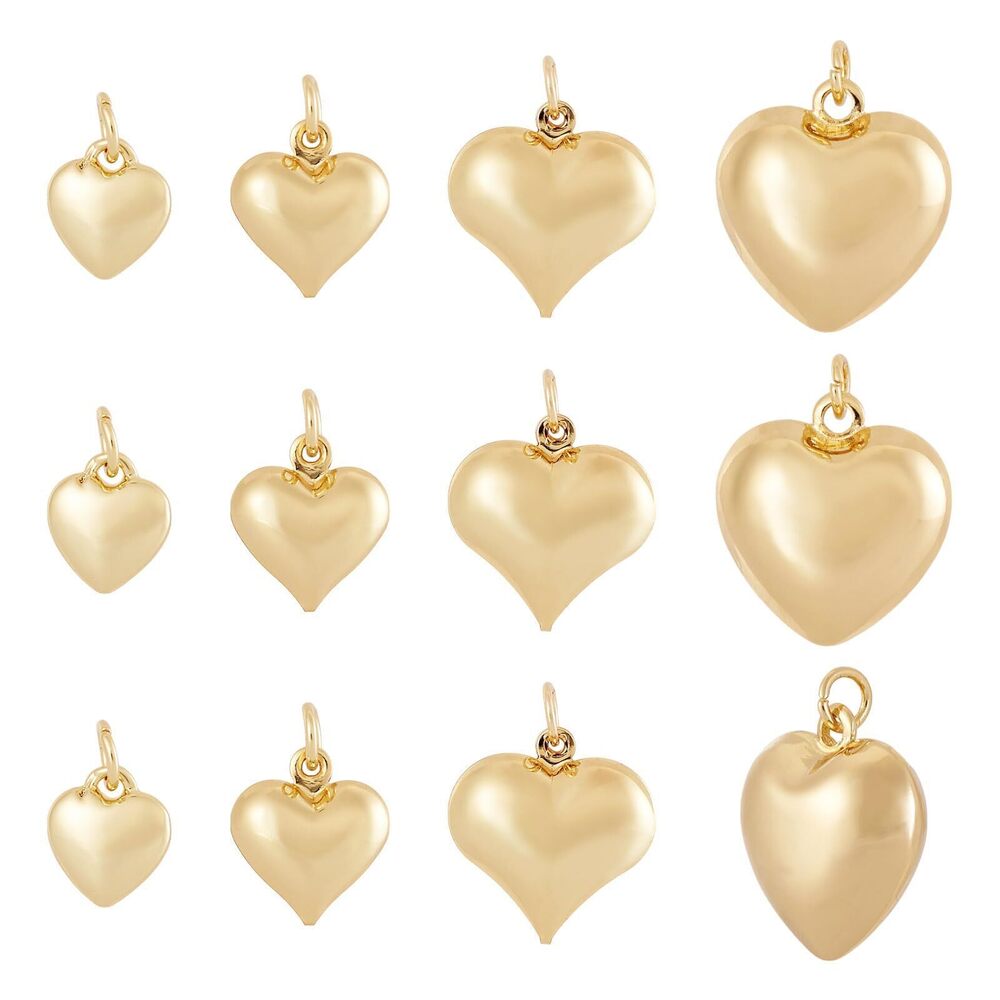 8456 12 Pcs 18K Gold Plated Heart Charms for Jewelry Making, 4 Styles Brass